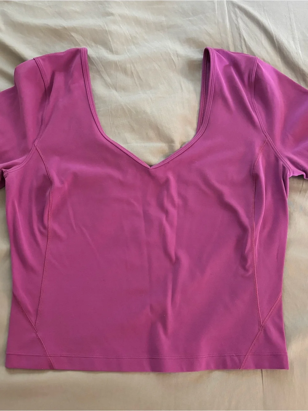 Lululemon Align V-Neck Short Sleeve Fitted Top Magenta